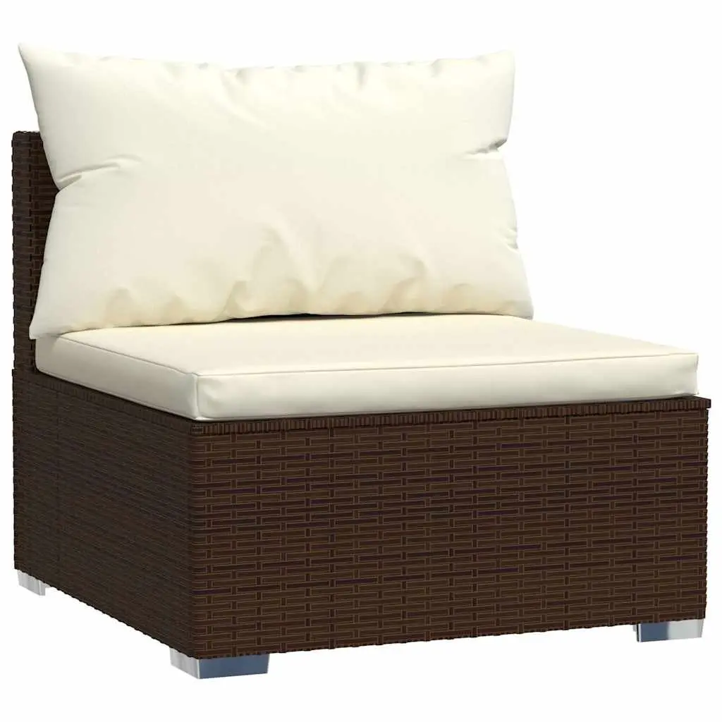 Poly Rattan Garden Lounge Set 10 Piece Outdoor Furniture Brown Modular Sofa