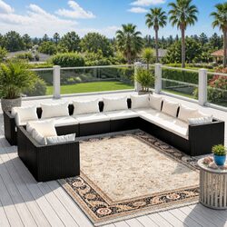 Stylish 10-Piece Modular Outdoor Lounge Set in Black
