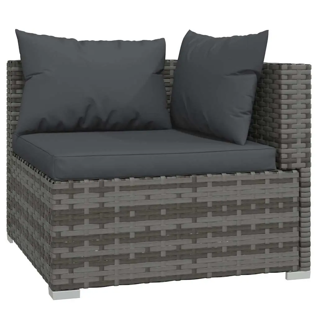 Garden Lounge Set 11 Piece Grey Poly Rattan Outdoor Furniture Sofa with Cushions