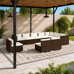 Modular 10 Piece Poly Rattan Garden Lounge Furniture