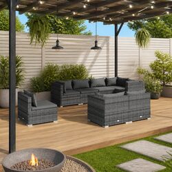 Transform Your Patio with a Grey Modular 8-Piece Lounge Set