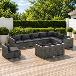 10 Piece Grey Outdoor Lounge Set for Stylish Entertaining