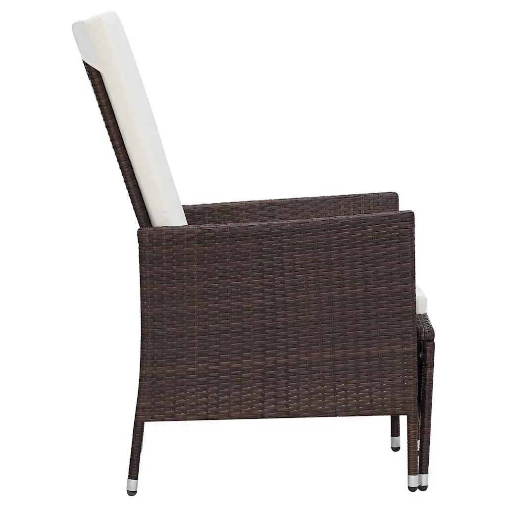 Reclining Garden Chair Brown PE Rattan Adjustable Backrest with Footrest