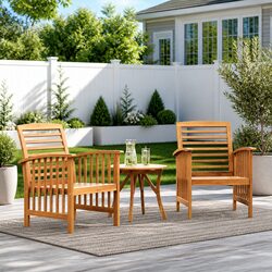 Garden Chairs Set of 2 Outdoor Wooden Patio Seating Furniture Brown
