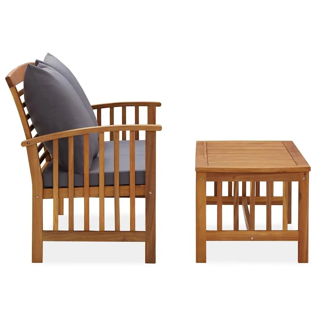 Garden Lounge Set 2 Piece Outdoor Furniture Solid Acacia Wood Cushions