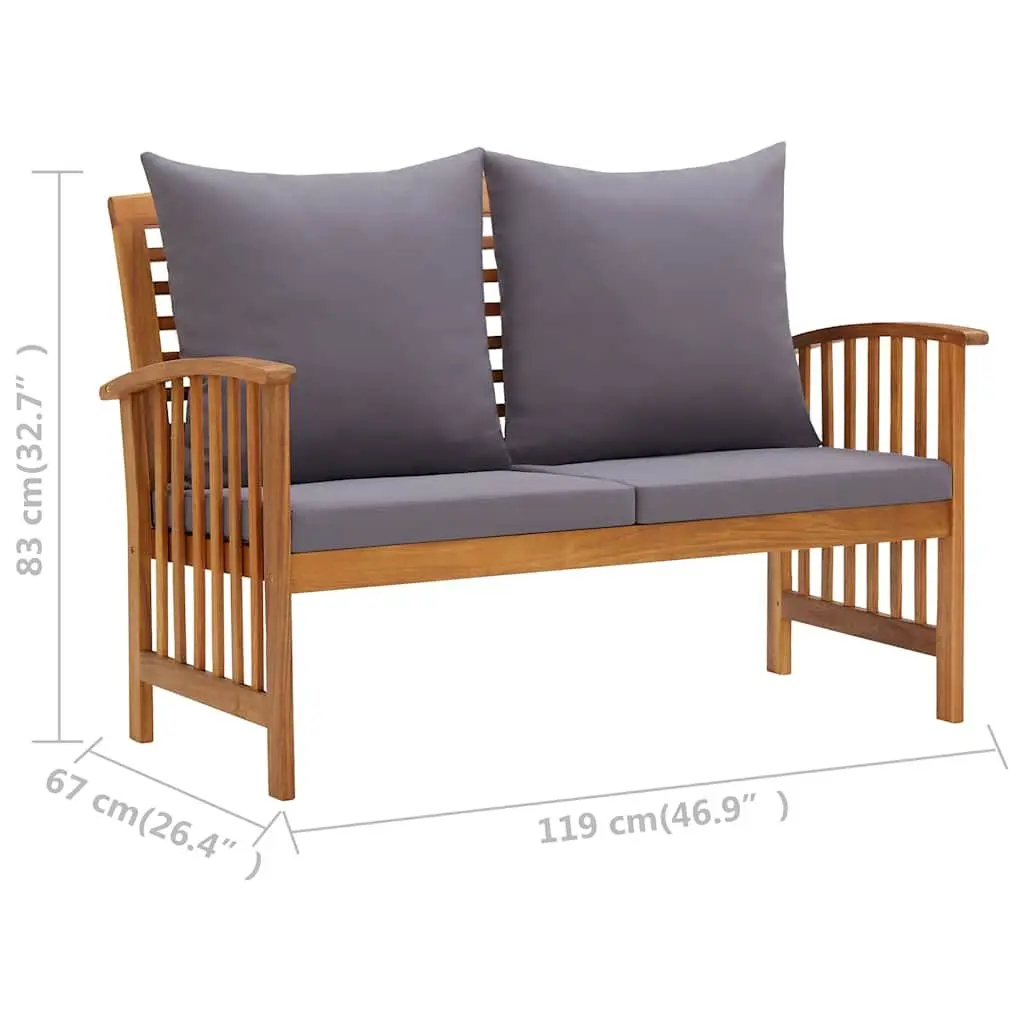 Garden Lounge Set 2 Piece Outdoor Furniture Solid Acacia Wood Cushions