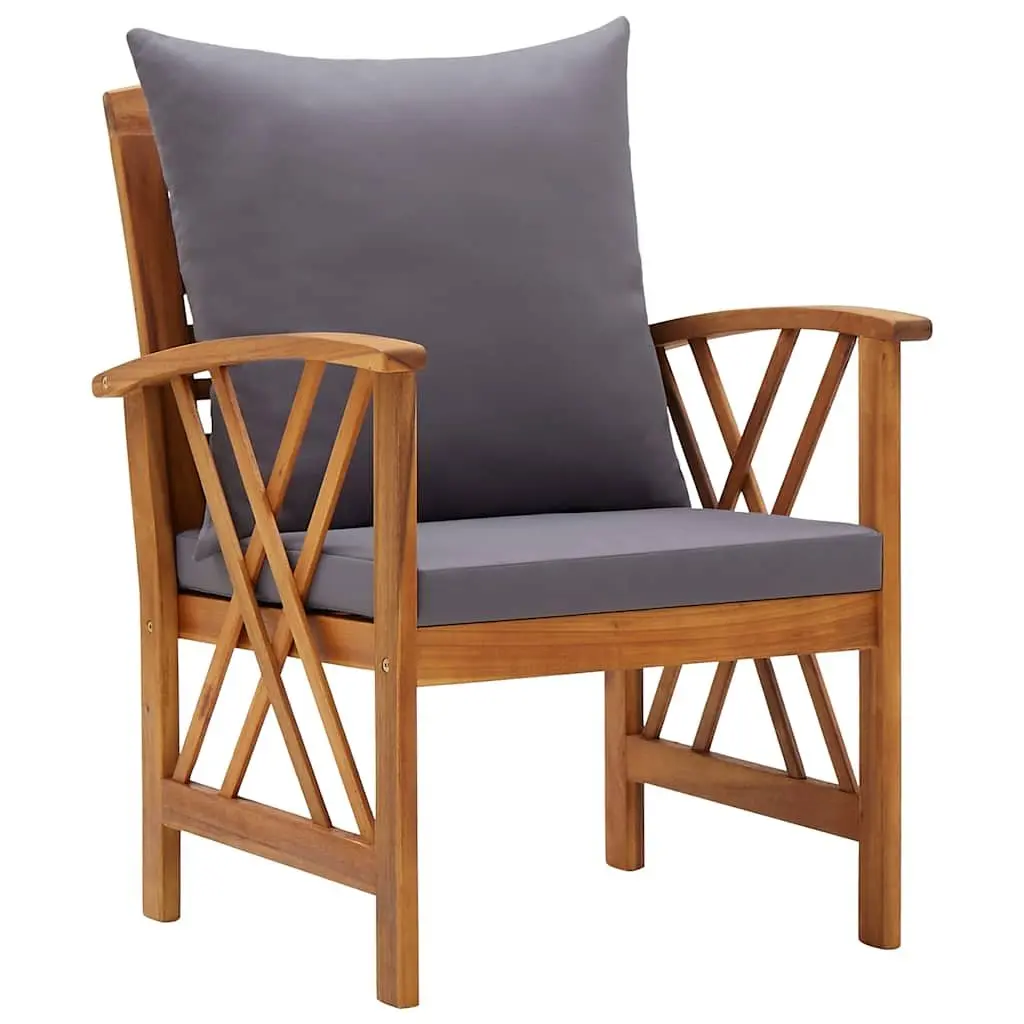 Outdoor Garden Chairs Set 2 pcs Solid Acacia Wood with Cushions for Patio Furniture