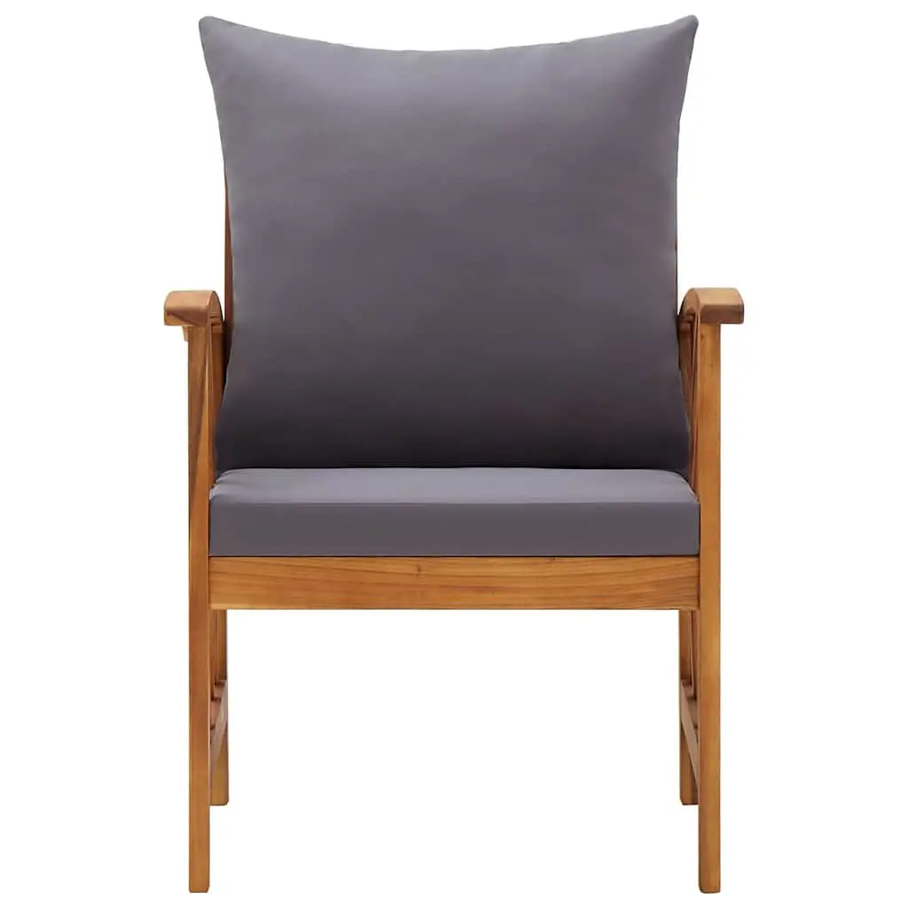Outdoor Garden Chairs Set 2 pcs Solid Acacia Wood with Cushions for Patio Furniture