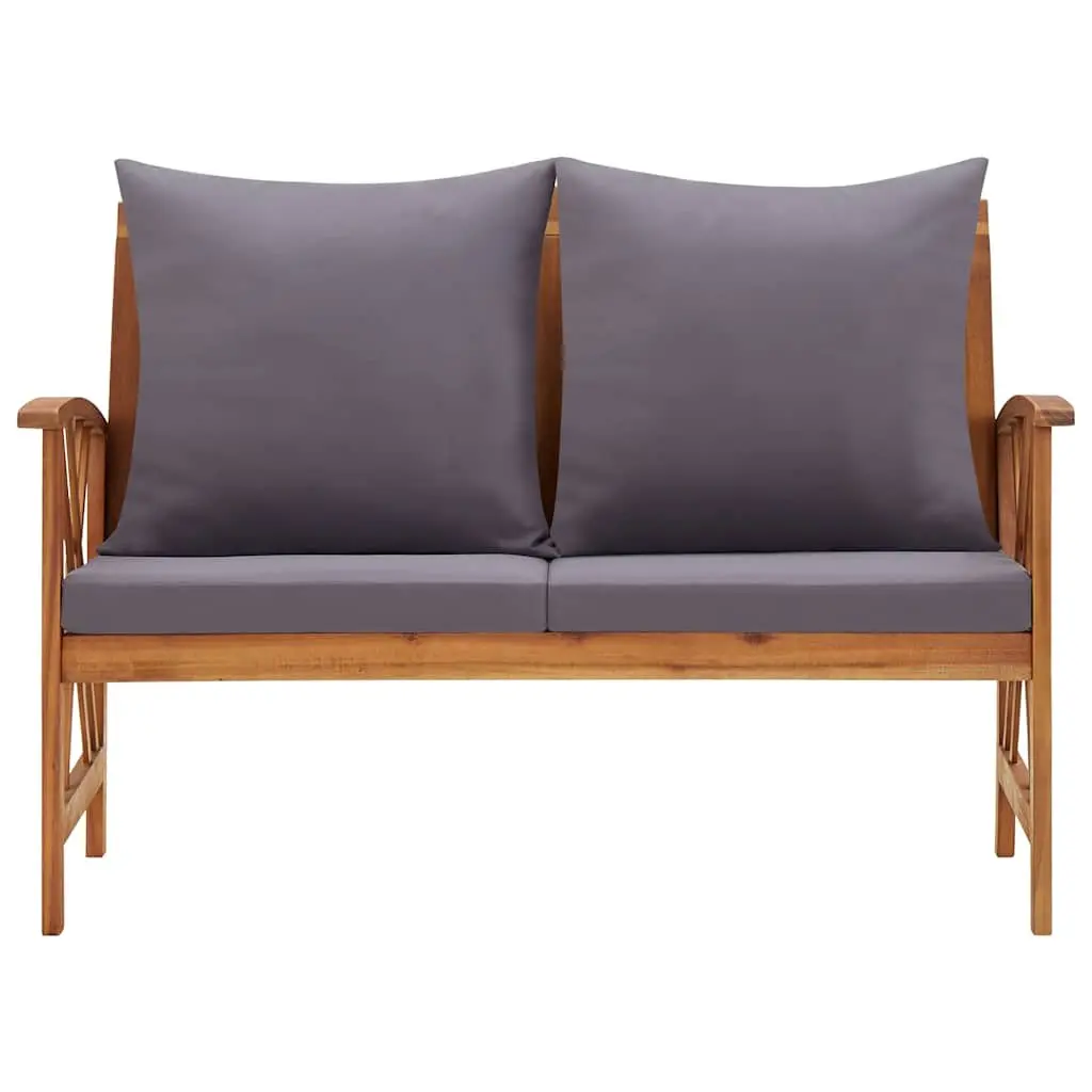 Garden Bench 119cm Solid Acacia Wood Outdoor Seating with Cushions