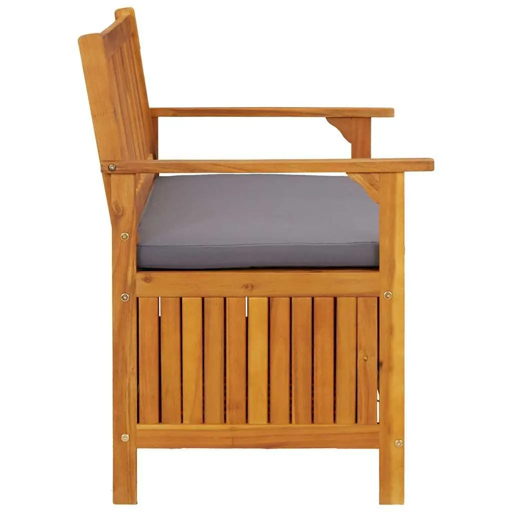 Garden Storage Bench 120cm Grey Large Compartment Outdoor Seating