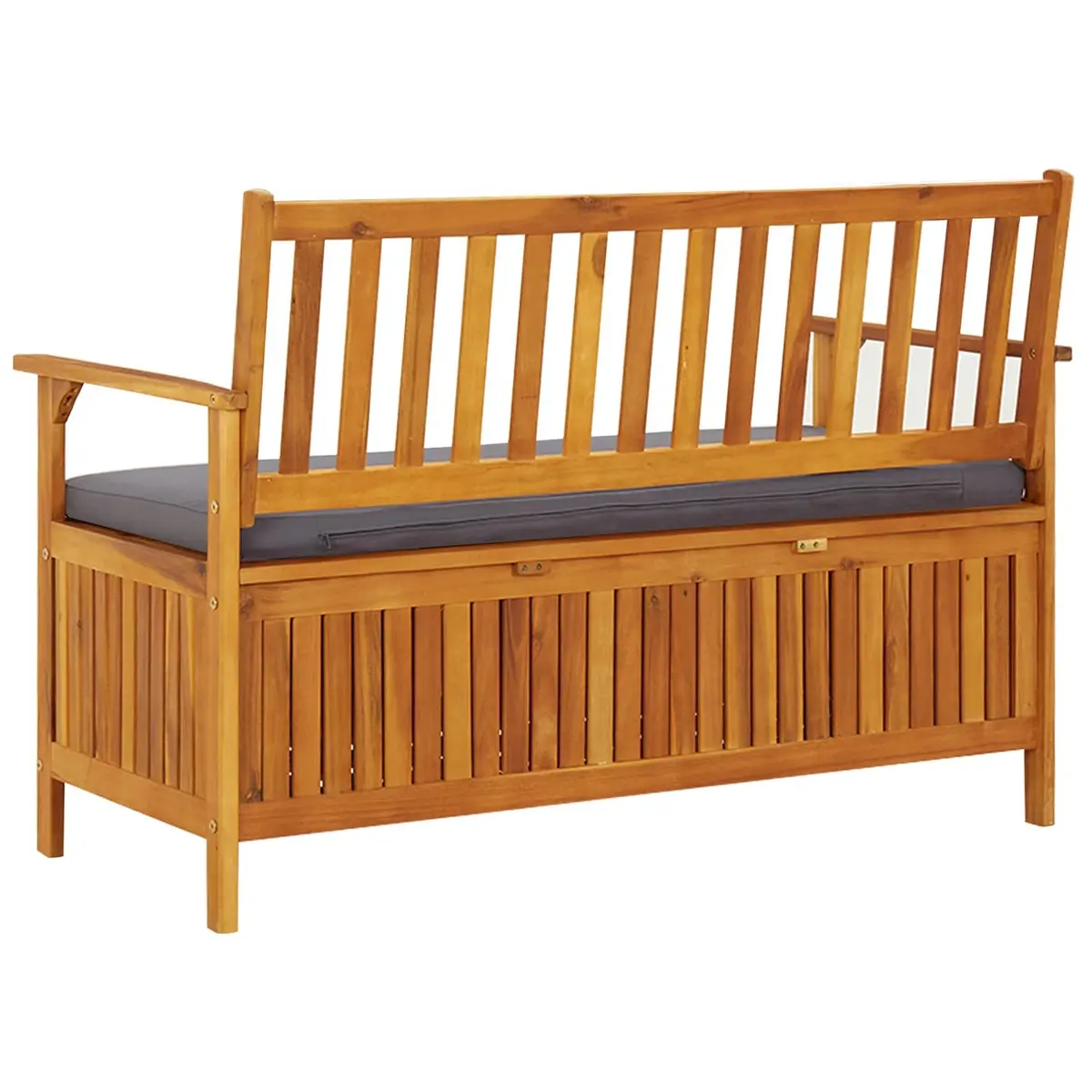 Garden Storage Bench 120cm Grey Large Compartment Outdoor Seating