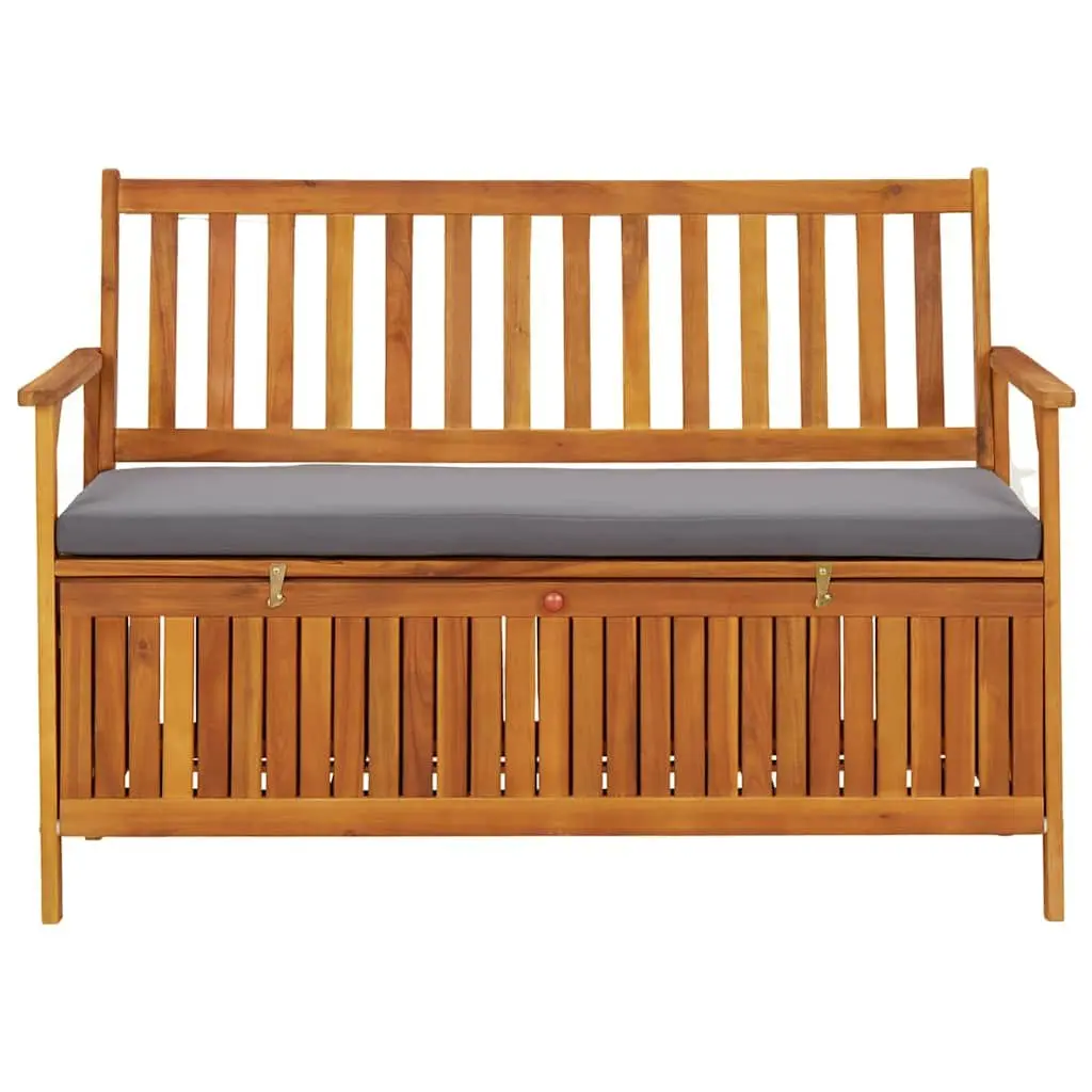 Garden Storage Bench 120cm Grey Large Compartment Outdoor Seating
