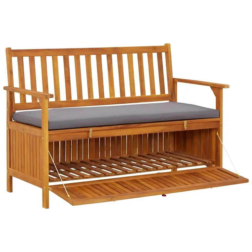 Garden Storage Bench 120cm Grey Large Compartment Outdoor Seating