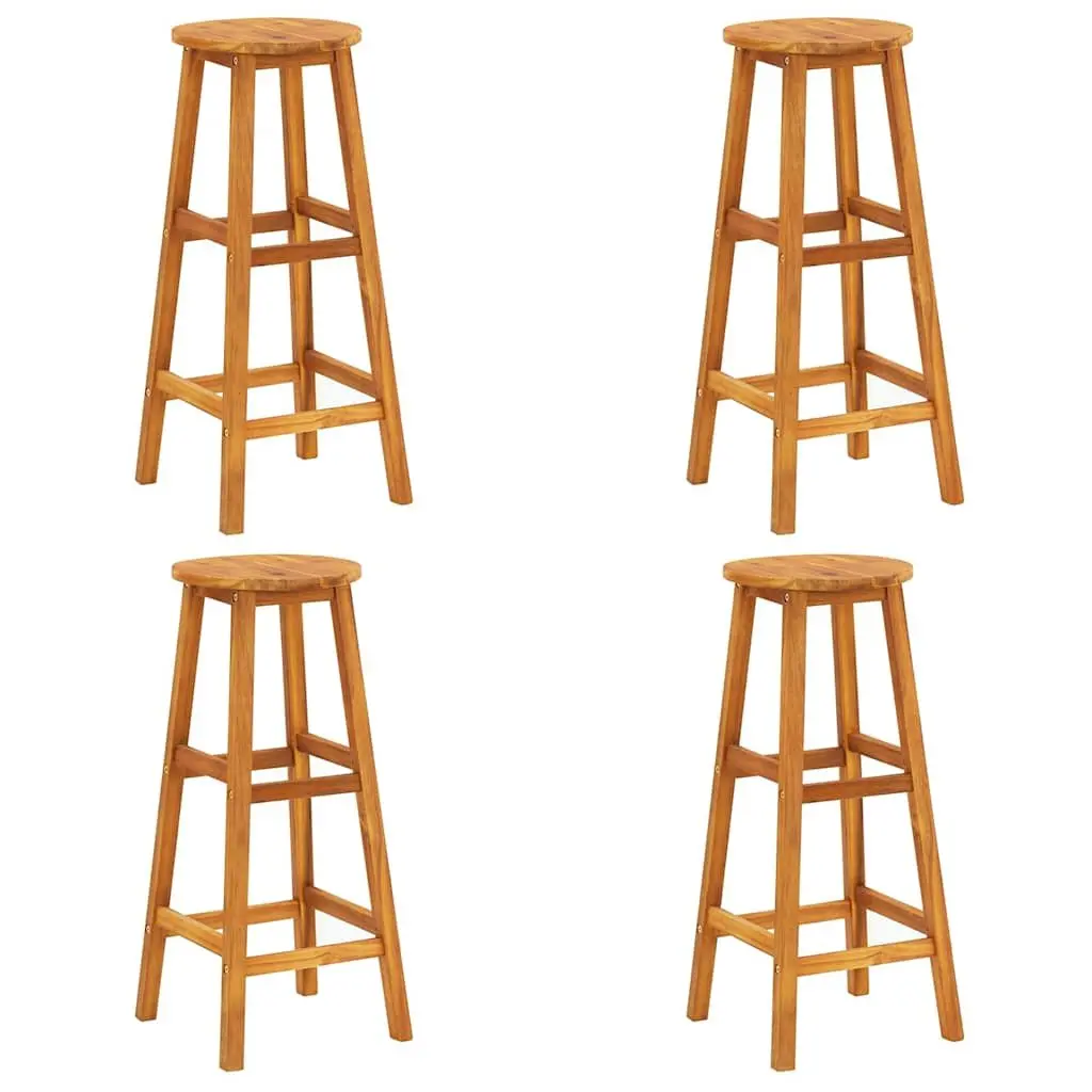Bar Stools 4 pcs Solid Acacia Wood Brown Weather Resistant Outdoor Garden Seating Chairs