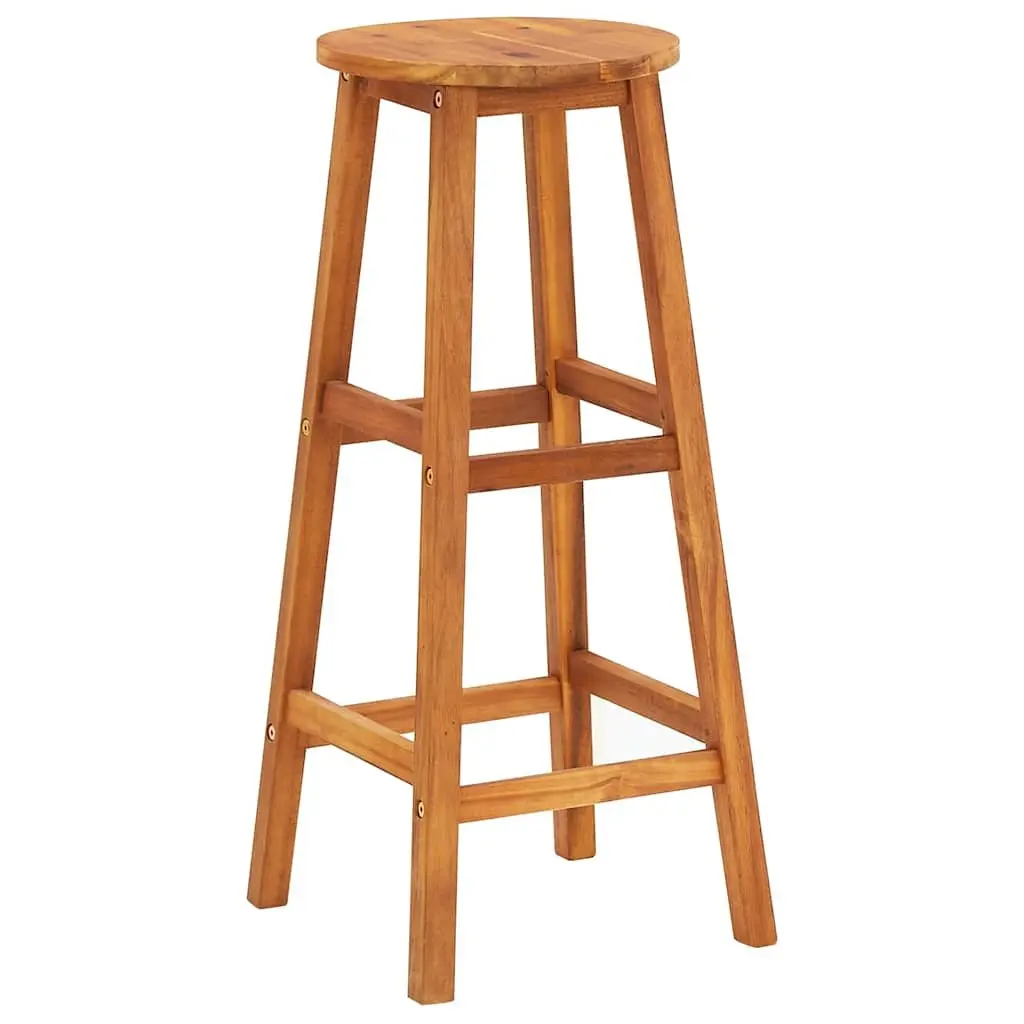 Bar Stools 4 pcs Solid Acacia Wood Brown Weather Resistant Outdoor Garden Seating Chairs
