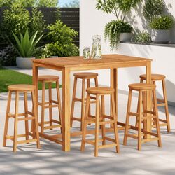Enhance Your Outdoor Space with 6 Acacia Wood Bar Stools