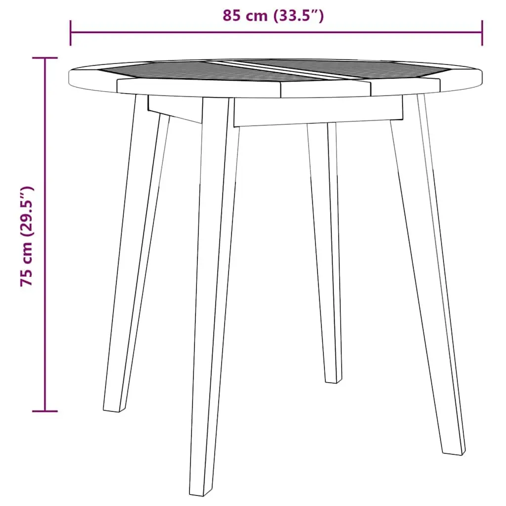 Solid Wood Acacia Garden Table Outdoor Dining Furniture Brown 85cm Round Patio