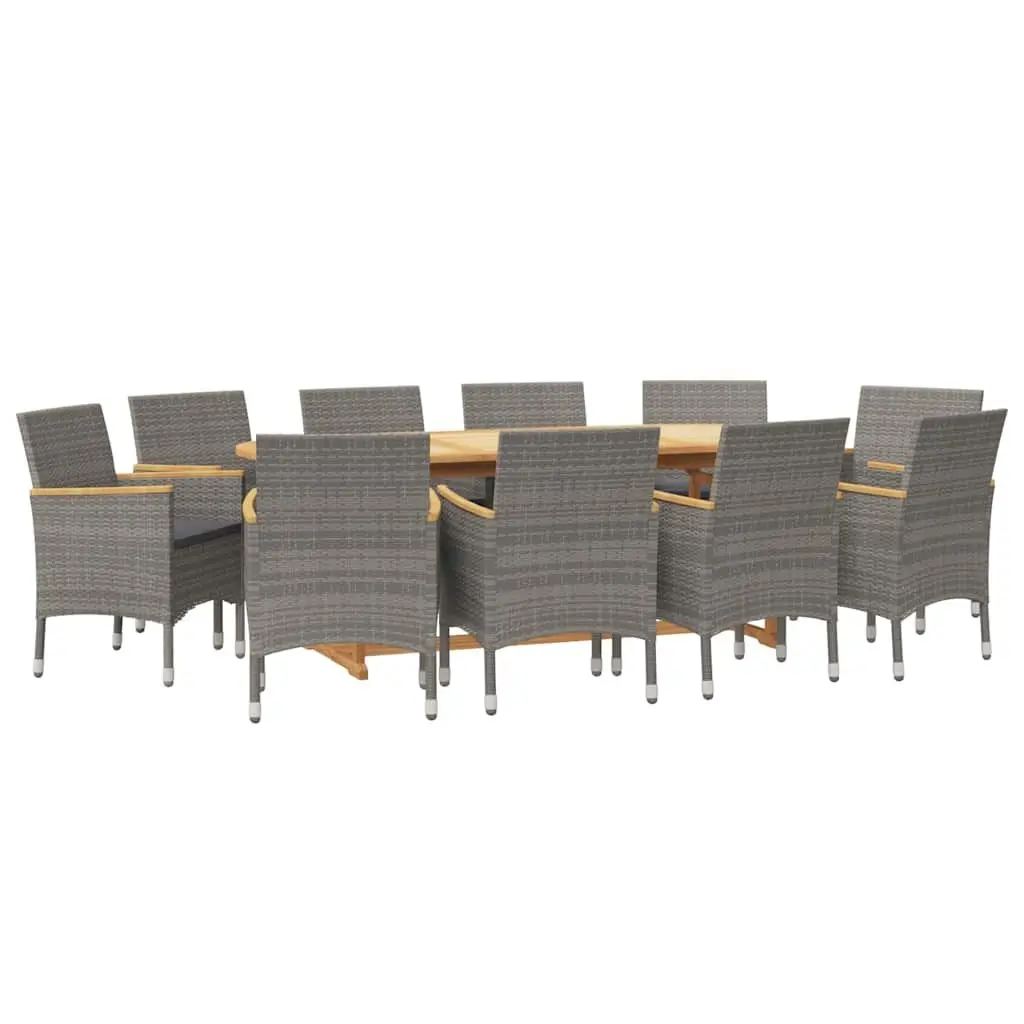 Garden Dining Set 11 Piece Acacia Wood Outdoor Furniture Patio Chairs Table Grey