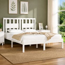 White Solid Wood Bed Frame for a Serene Bedroom