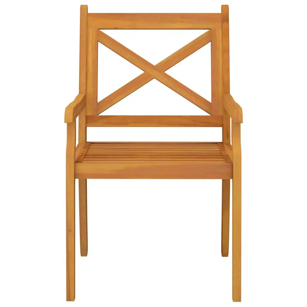 Outdoor Dining Chairs 2 pcs Solid Acacia Wood Garden Patio Seating Armrest