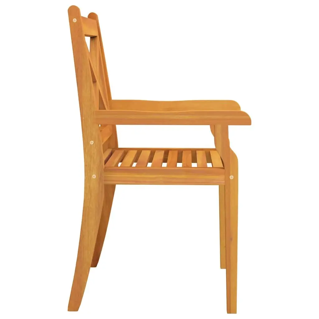 Outdoor Dining Chairs 2 pcs Solid Acacia Wood Garden Patio Seating Armrest