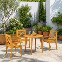 Outdoor Dining Chairs 3 Pcs Solid Wood Garden Patio Furniture Armrest Design