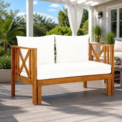 Stylish Acacia Wood 2-Seater Bench Daybed for Any Space