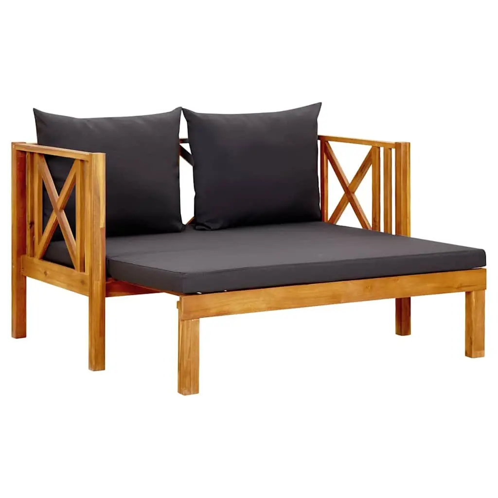 2-Seater Garden Bench with Cushions Solid Acacia Wood Outdoor Indoor Daybed Seat