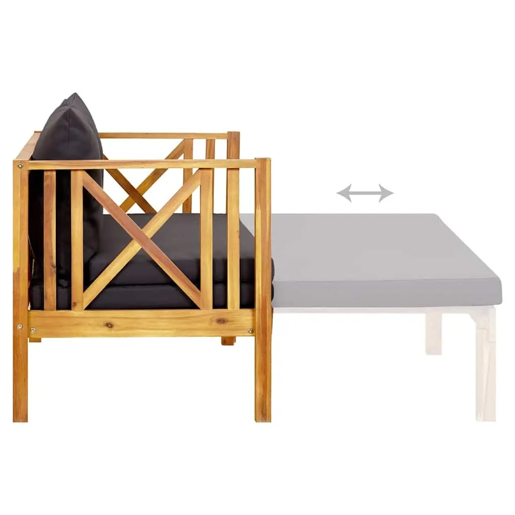 2-Seater Garden Bench with Cushions Solid Acacia Wood Outdoor Indoor Daybed Seat