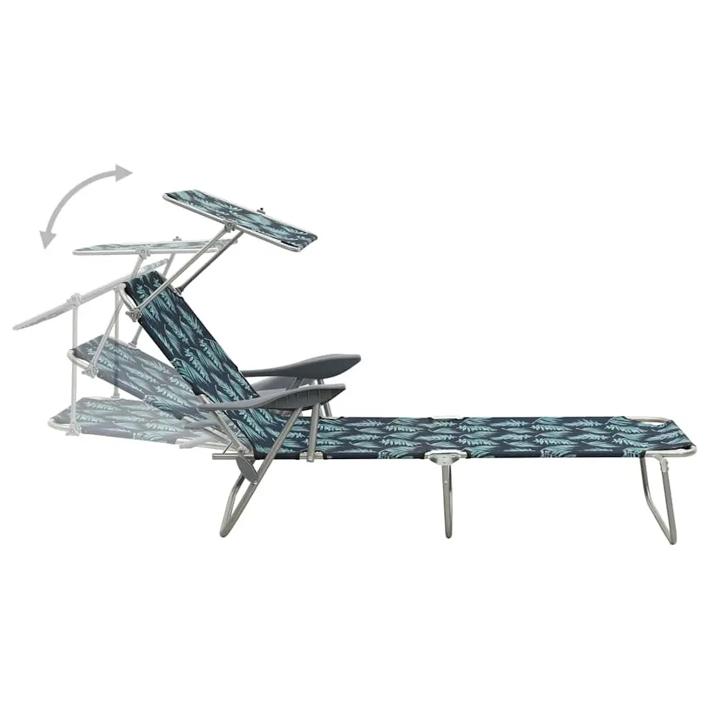 Sun Lounger Adjustable Backrest Canopy Foldable Beach Garden Lounger Green