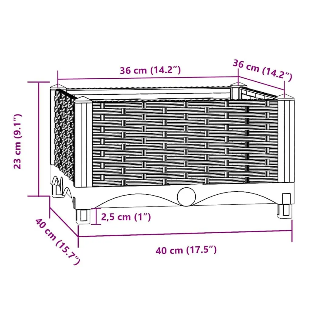 Raised Garden Bed Planter 40x40x23cm Grey Polypropylene Outdoor Pot