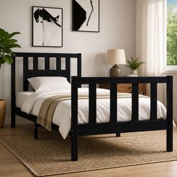 Enhance Your Bedroom with This Black Solid Wood Bed Frame