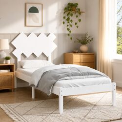 Elegant White Bed Frame 90x190 cm for Modern Bedrooms