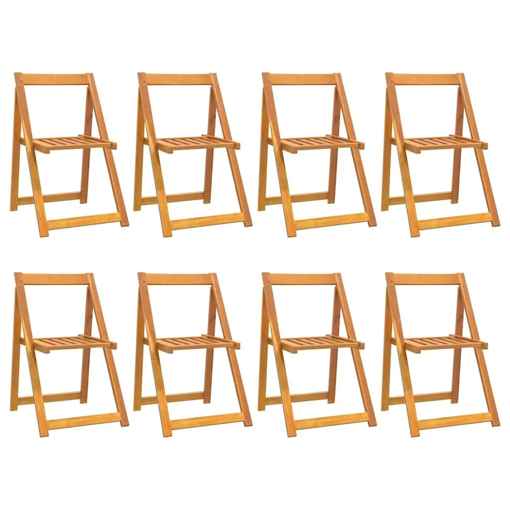 8 Piece Folding Garden Chairs Set Brown Solid Acacia Wood Outdoor Patio Seating