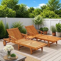 Elevate Your Outdoor Space with Wooden Sun Lounger Set