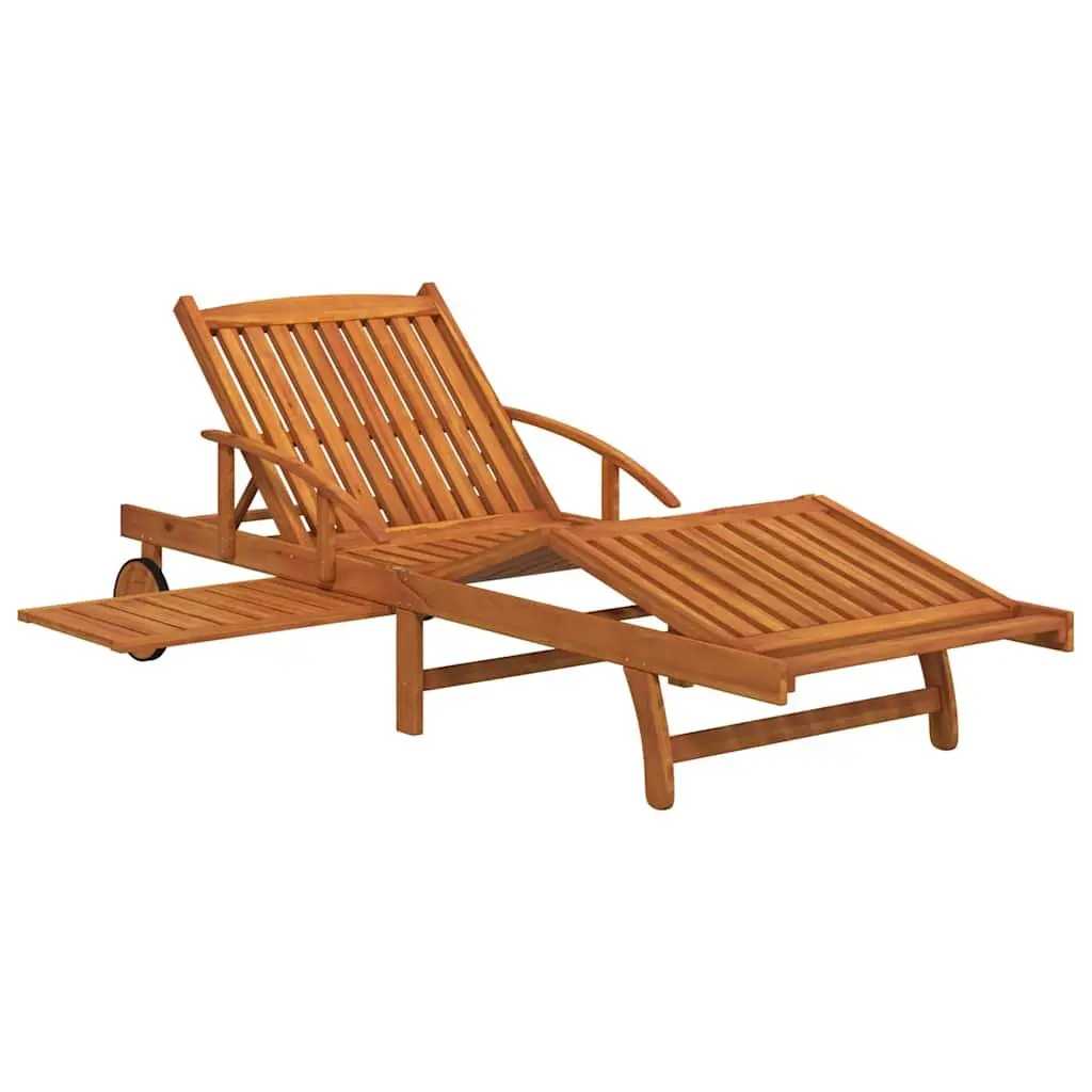 Sun Loungers 2 pcs Solid Wood Acacia Brown Adjustable Weather-Resistant Outdoor Garden Patio Deck