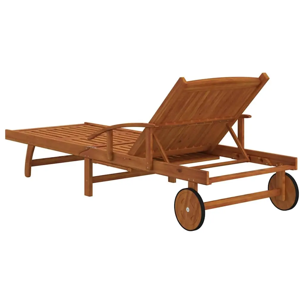 Sun Loungers 2 pcs Solid Wood Acacia Brown Adjustable Weather-Resistant Outdoor Garden Patio Deck