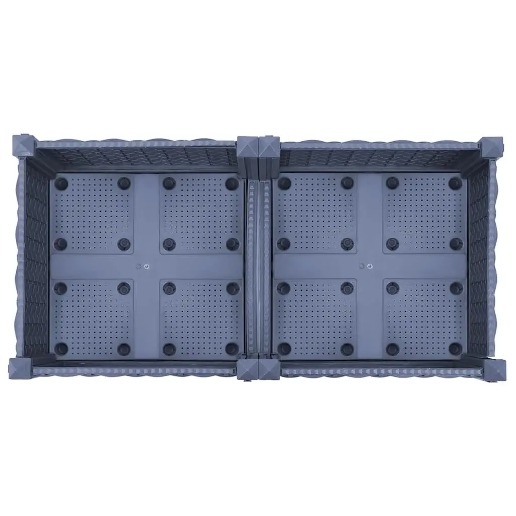 Raised Garden Bed Planter 80L x 40W x 71H cm with 2 Shelves Grey Outdoor Patio Balcony Gardening