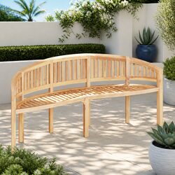 Banana Bench 200cm Outdoor Garden Seating Curved Wooden Patio Furniture Brown