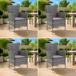4-Piece Grey Garden Chairs with Cushions for Cozy Dining