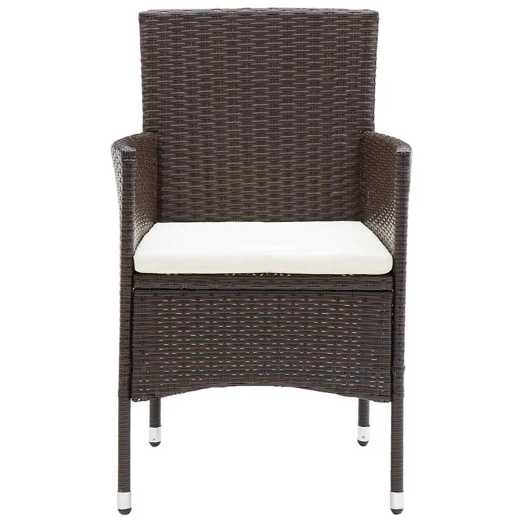 Outdoor Dining Chairs Set 4 pcs Brown Garden Poly Rattan Seat Cushion