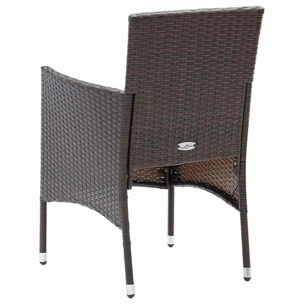 Outdoor Dining Chairs Set 4 pcs Brown Garden Poly Rattan Seat Cushion