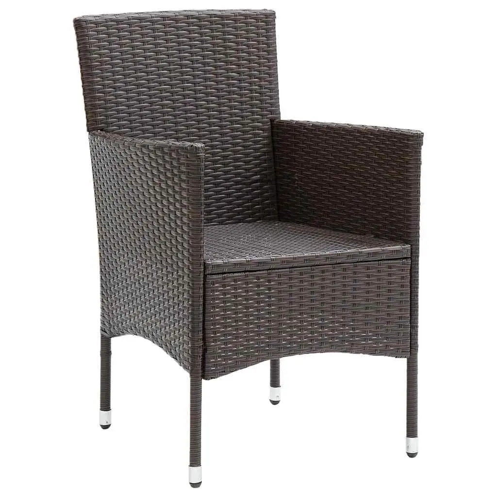 Outdoor Dining Chairs Set 4 pcs Brown Garden Poly Rattan Seat Cushion