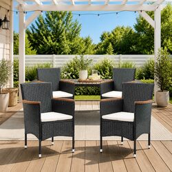 Outdoor Dining Chairs 4 Pcs Garden Seating Set with Curved Backrest Armrest