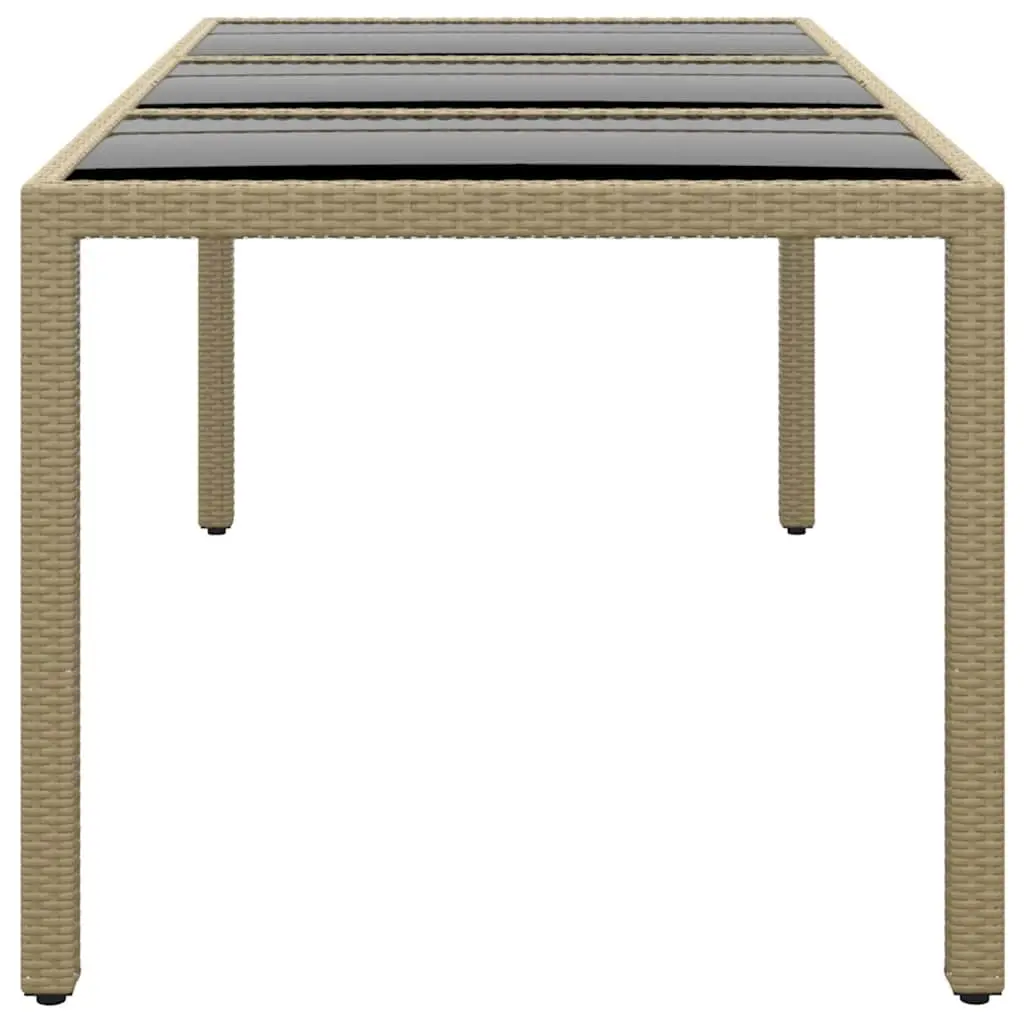 Outdoor Garden Table 190x90x75cm Tempered Glass Poly Rattan