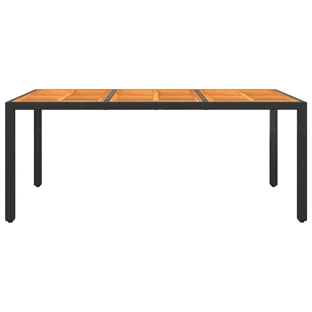 Garden Dining Table 190x90cm Acacia Wood Steel Frame Poly Rattan Outdoor