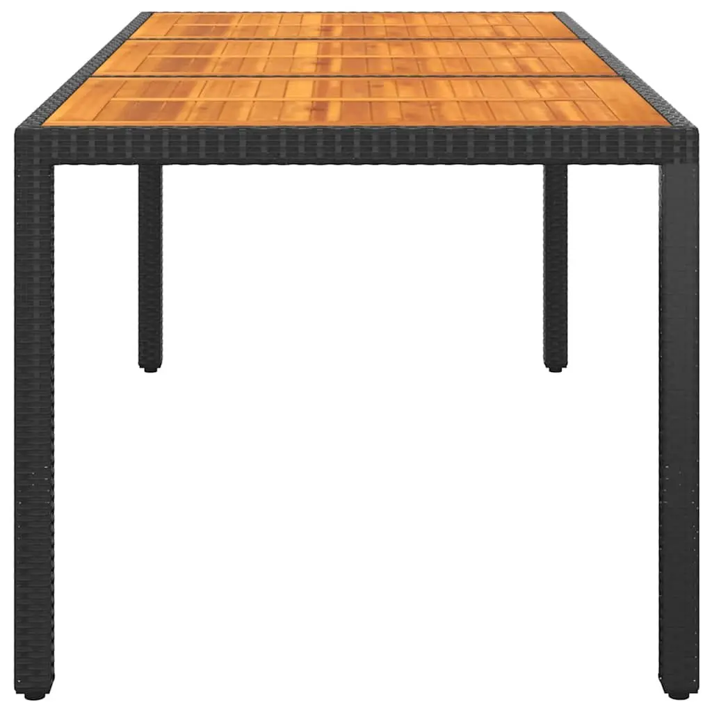 Garden Dining Table 190x90cm Acacia Wood Steel Frame Poly Rattan Outdoor
