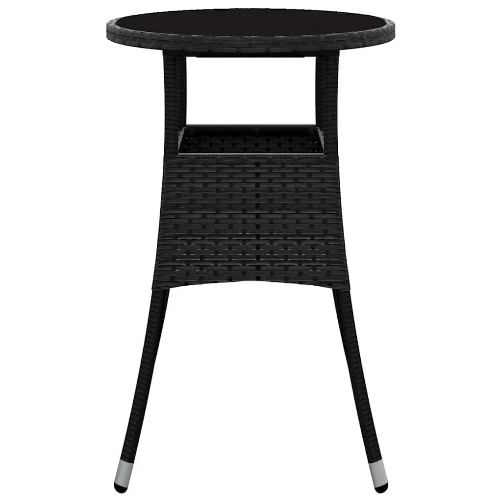 Garden Table 60 cm Tempered Glass Top Poly Rattan Outdoor Patio Furniture