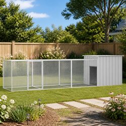 Enhance Your Outdoor Space with this Grey Chicken Cage