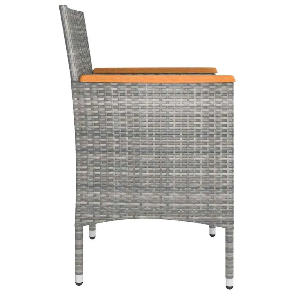 4 Piece Garden Chair and Stool Set Grey Rattan Powder-Coated Steel Frame with Thick Cushions